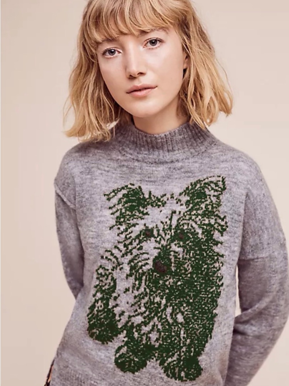 Anthropologie Moth Turtleneck Puppy Pullover Sweater Wool Blend L